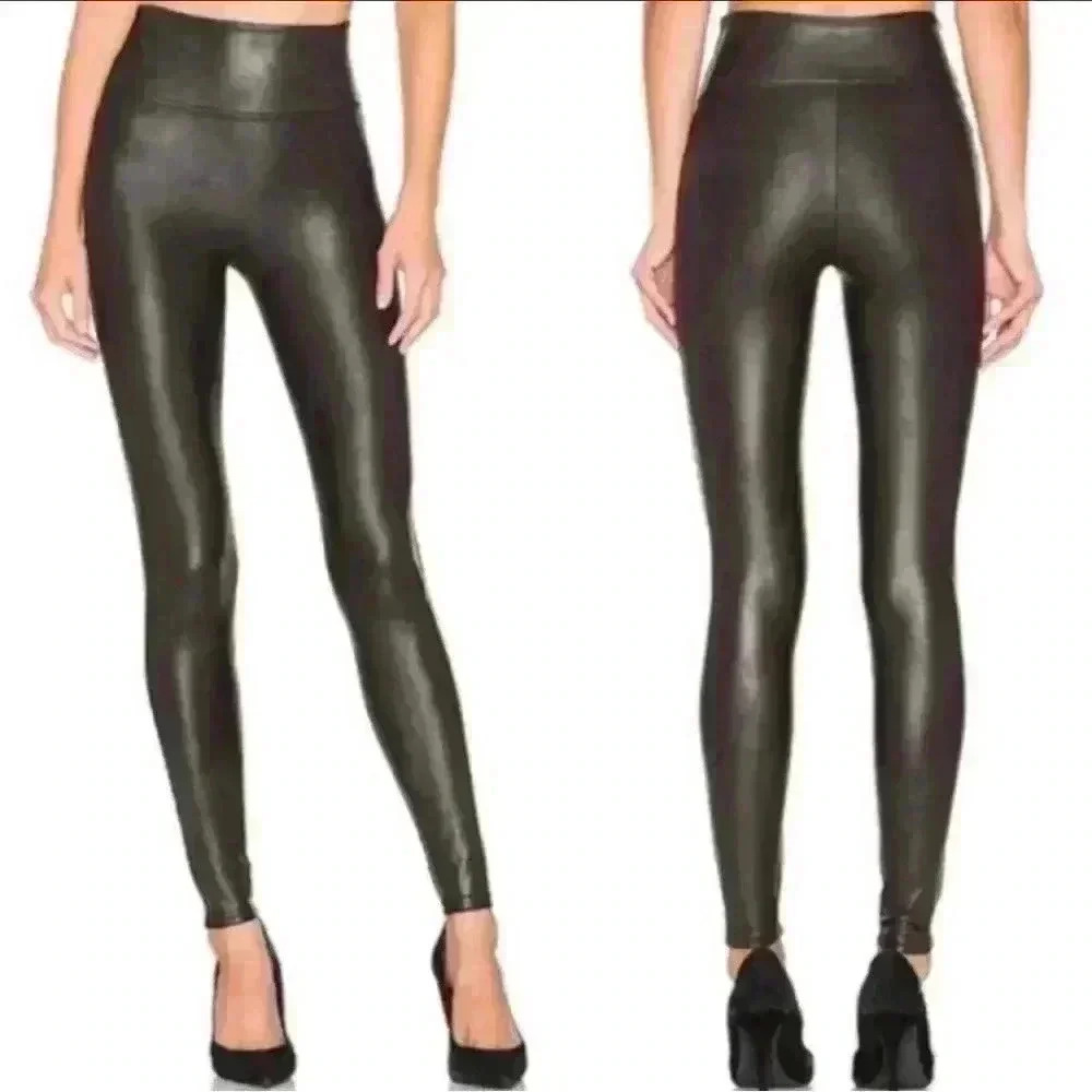 SPANX Faux Leather Black Leggings Size Medium
